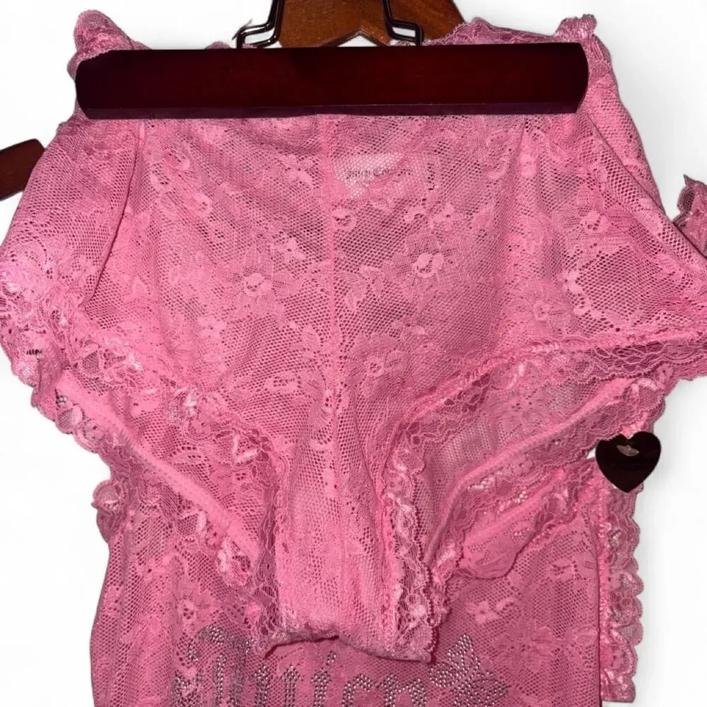 NWT Juicy-couture Pink Butterfly Lace Cami & Short Set
